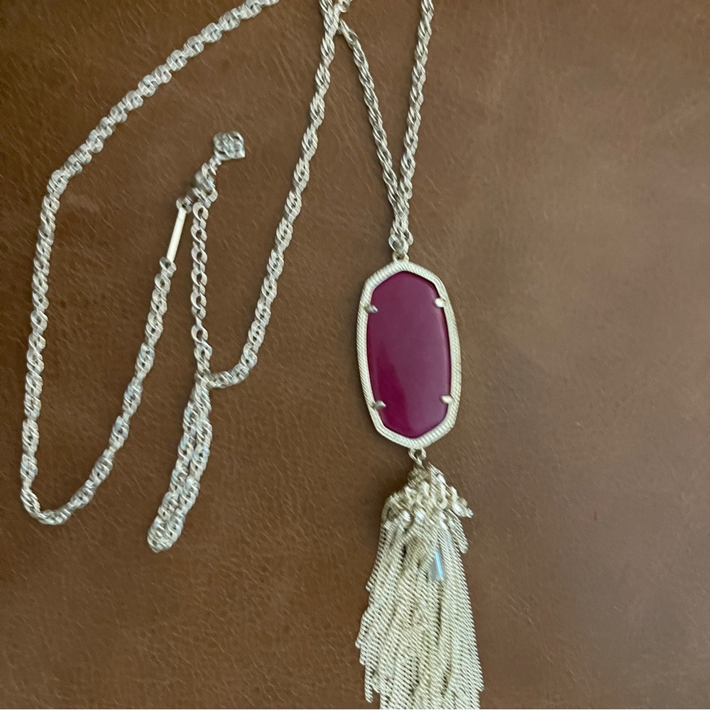 Kendra Scott Rayne necklace in fushia and gold
